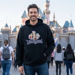 Disney Disneyland The Seven Dwarfs Black Fleece Hooded Sweatshirt - Size Medium